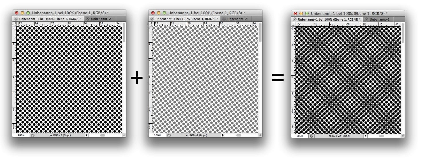 Moiré effect through overlapping grid